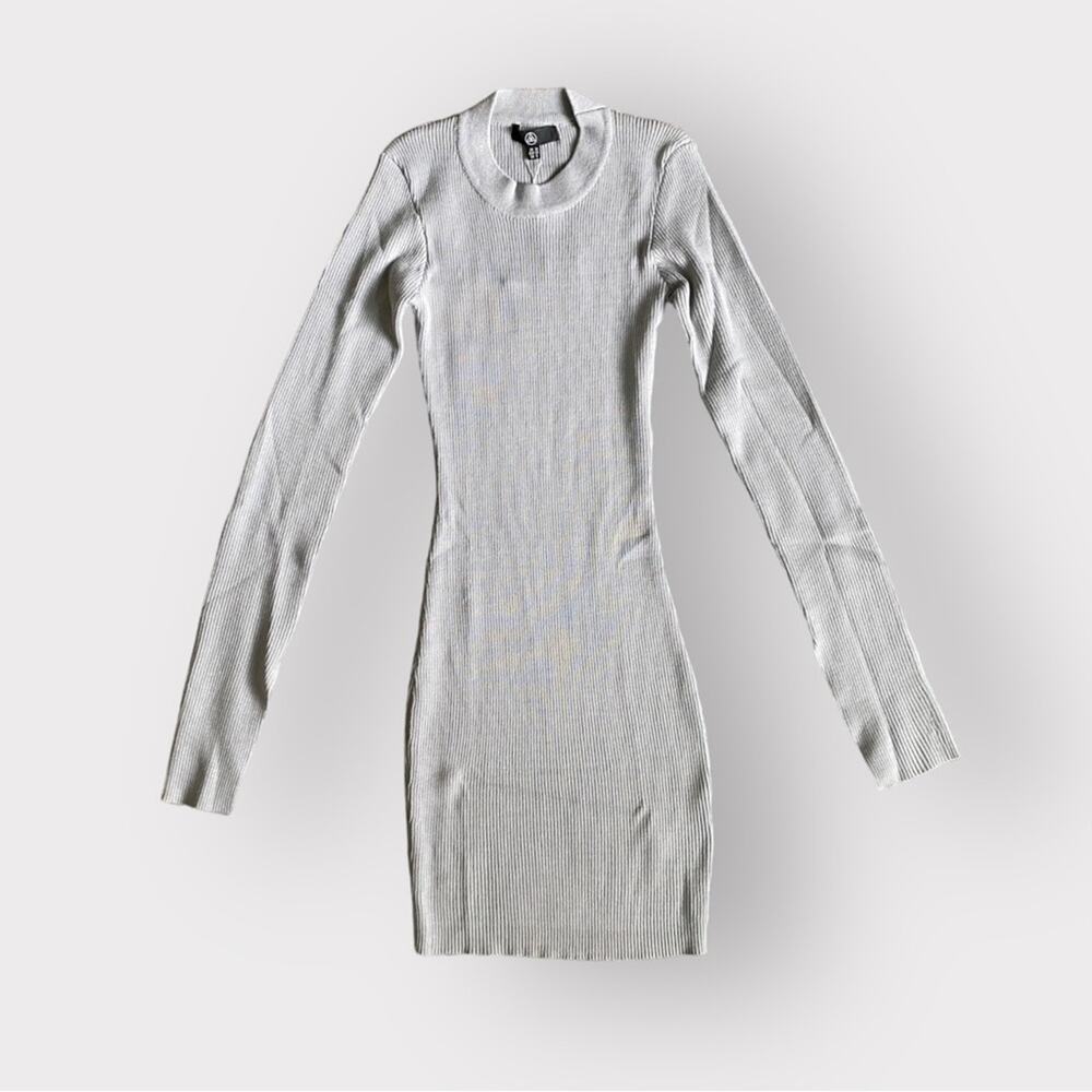 Missguided Crew Neck Ribbed Bodycon Knit Dress Violet